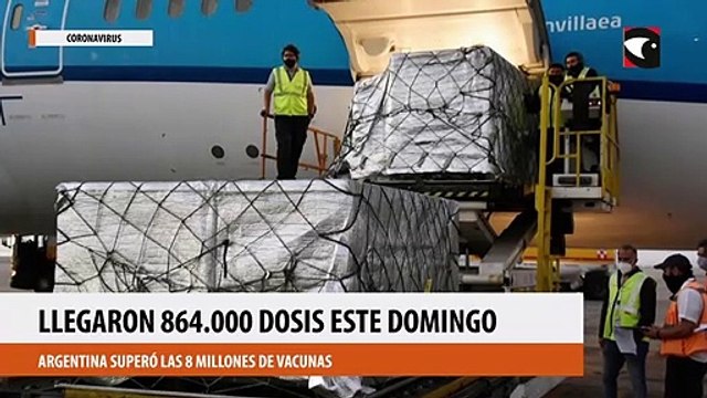Coronavirus con la llegada de 864.000 dosis este domingo, Argentina superó las 8 millones de vacunas