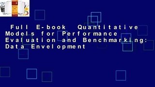 Full E-book  Quantitative Models for Performance Evaluation and Benchmarking: Data Envelopment