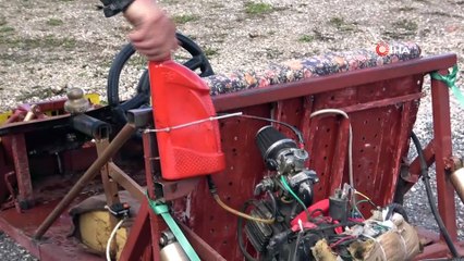 Lise öğrencisi hurdadan topladığı malzemelerle araba yaptı