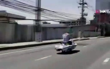 Görenler şoka uğradı! Jet ski ile yol çıktı