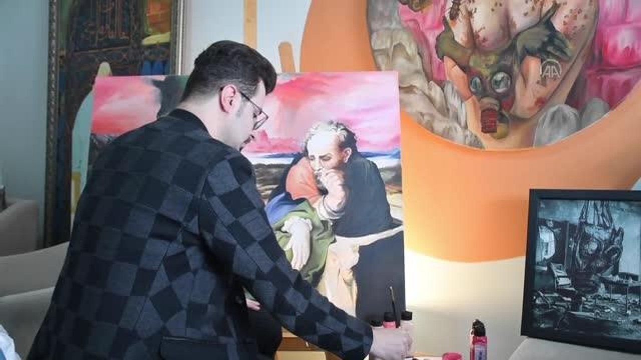 İlk sergisini 10 yaşında açan genç sanatçı, Kovid-19'un etkilerini tuvaline yansıttı