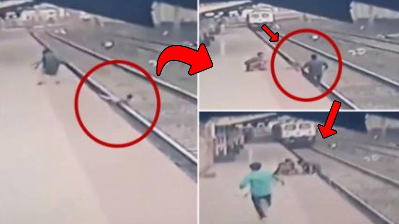 Watch Railway Employee Saves Child Life on Track | Oneindia Telugu