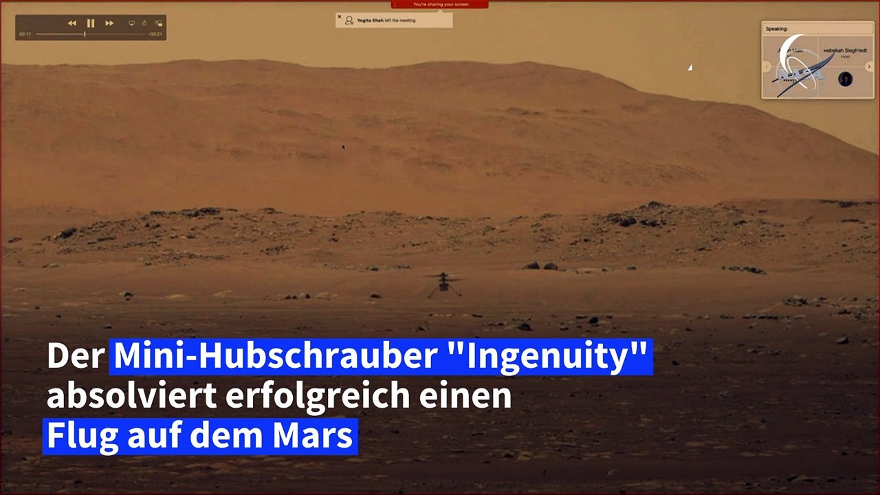 Mini-Hubschrauber 'Ingenuity' fliegt auf dem Mars