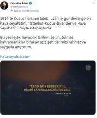 ALTUN: HAVACILIK ŞEHİTLERİMİZİ RAHMET VE SAYGIYLA ANIYORUM