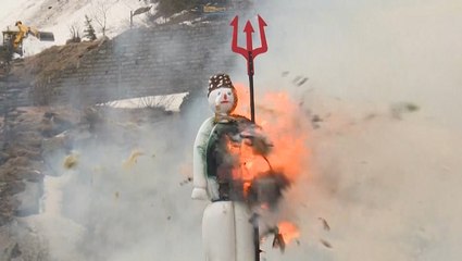Exploding snowman delivers unique weather forecast