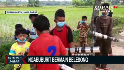 Anak-anak di Purwakarta Ngabuburit Bermain Belesong