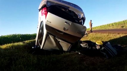 Homem de 42 anos é socorrido após capotar carro na rodovia PR-180