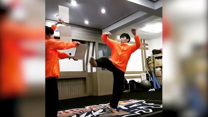 '540 derece' dönerek tekme atan karateci!