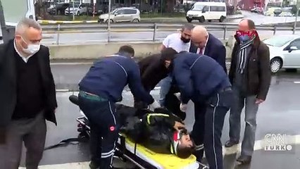 Motosikletli kurye sipariş yetiştirirken kaza yaptı