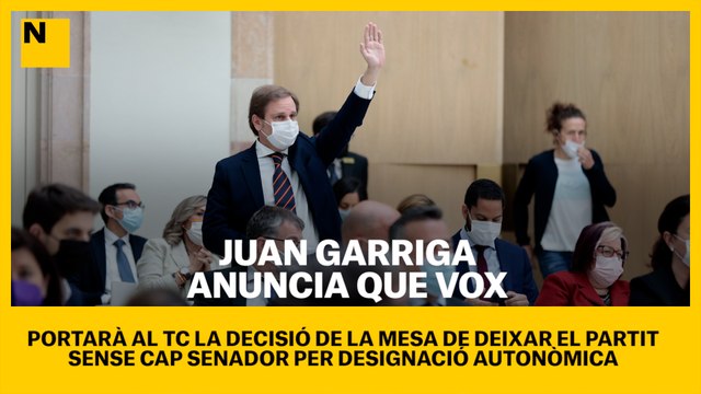 Juan Garriga anuncia que Vox portarà al TC la decisió de la Mesa de deixar el partit sense cap senador per designació autonòmica