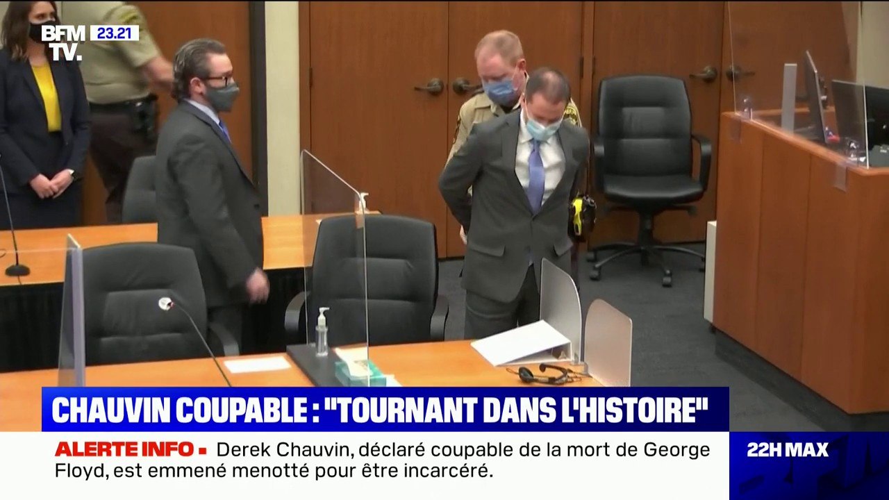 Derek Chauvin, déclaré coupable de la mort de George Floyd, est emmené menotté pour être incarcéré