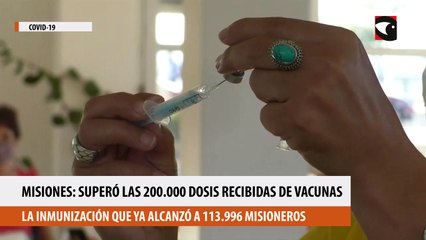 Misiones superó las 200.000 dosis recibidas de vacunas contra el coronavirus