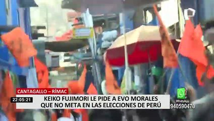 Keiko Fujimori a Evo Morales: "Usted no se meta en mi país, fuera del Perú"