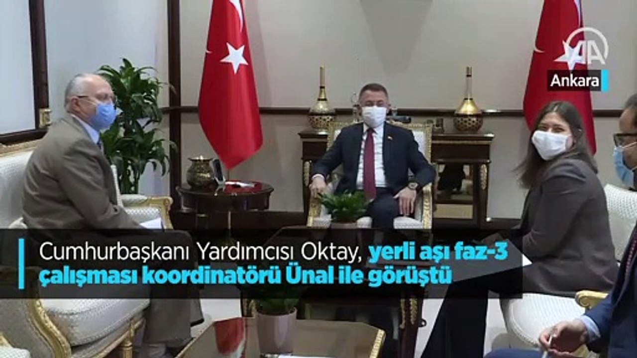 Cumhurbaşkanı Yardımcısı Oktay, yerli aşı faz-3 çalışması koordinatörü Ünal ile görüştü