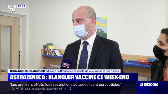 Jean-Michel Blanquer: Je me ferai vacciner à l'AstraZeneca dès le week-end prochain