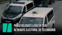 Pablo Iglesias llega en taxi al debate de Telemadrid