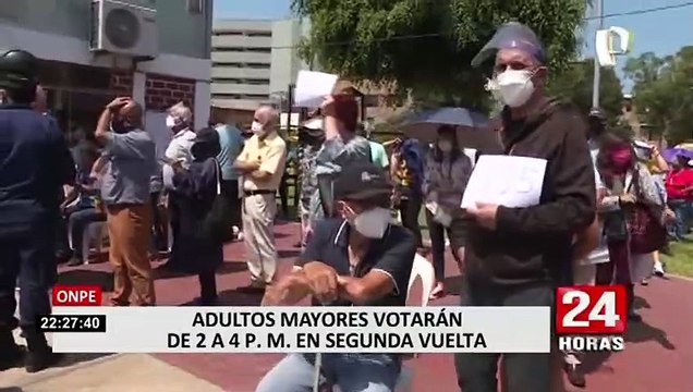 ONPE: Adultos mayores votarán de 2:00p.m. a 4:00p.m.
