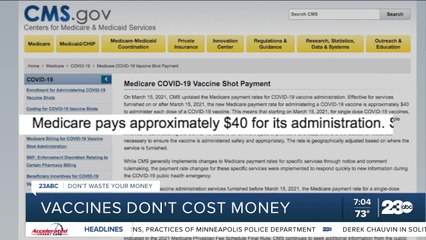 Being billed for the COVID vaccine? Vaccines don't cost anything.