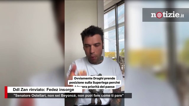 Ddl Zan rinviato, Fedez contro Ostellari: Non sei Beyoncé, non puoi fare quello che vuoi