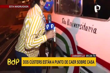 Carabayllo: Dos cústers se despintan y están a punto de caer sobre una vivienda