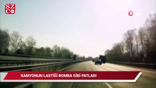 TEM’de seyir halindeki kamyonun lastiği bomba gibi patladı