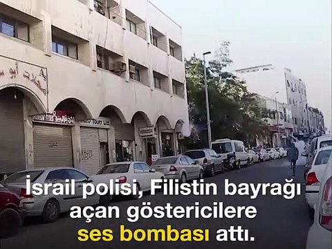 İsrail polisinden Filistin bayrağı açan göstericilere müdahale