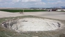 Massive sinkholes dot Turkey farmlands