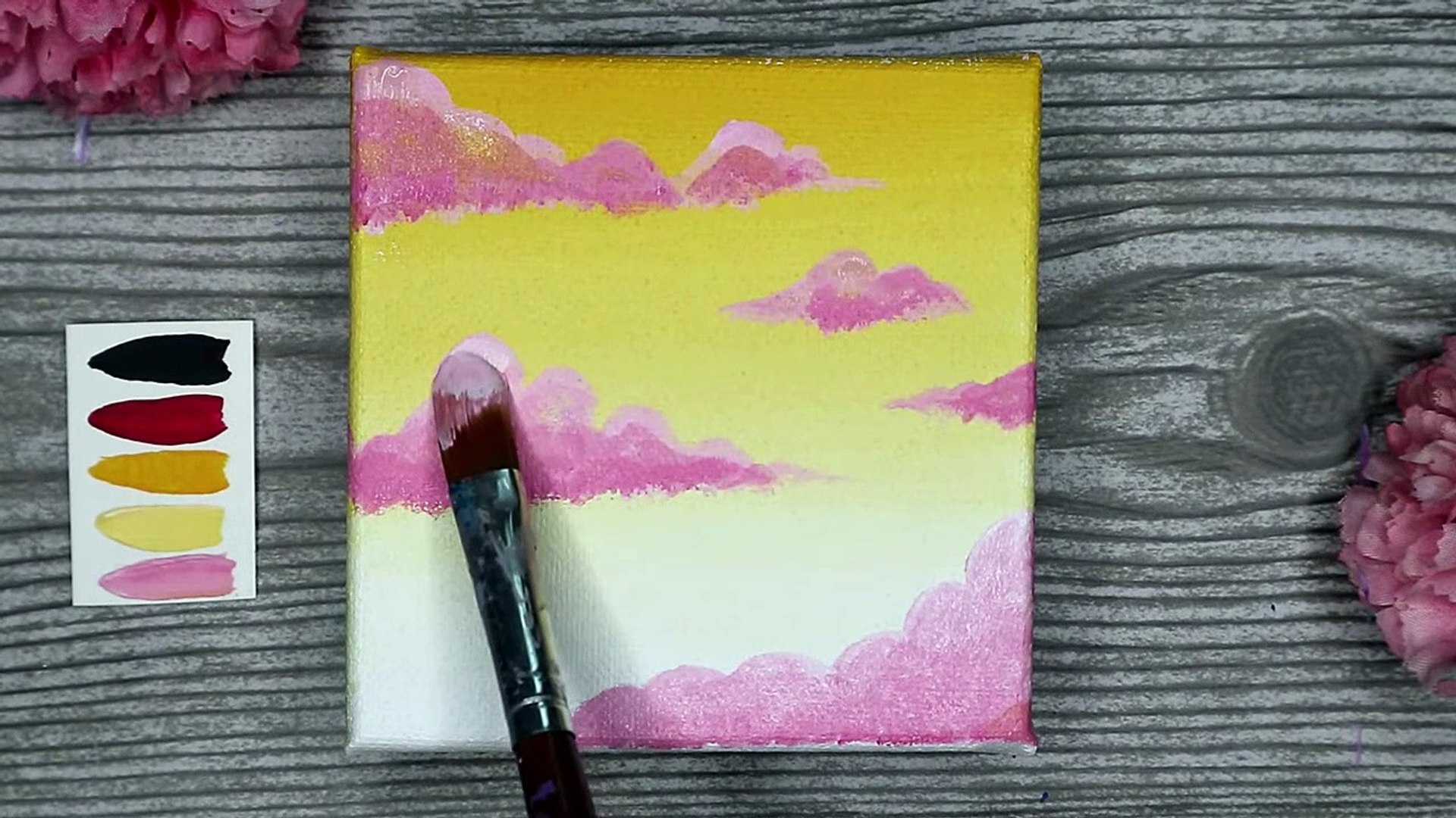 ACRYLIC PAINTING TUTORIAL ~ EASY STEP BY STEP LANDSCAPE ON MINI CANVAS 