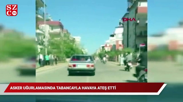 Asker uğurlamasında tabancayla havaya ateş etti