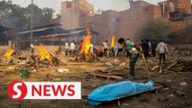 Drone footage shows non-stop mass cremations in New Delhi