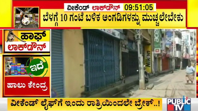 ವೀಕೆಂಡ್ ಲಾಕ್ ಡೌನ್ ವೇಳೆ ದಿನಸಿ, ತರಕಾರಿ, ಹಣ್ಣು, ಹಾಲಿನ ಅಂಗಡಿ ತೆರೆಯಲು ಸಮಯ ನಿಗದಿ । Weekend Lock Down