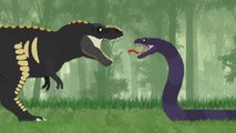 Dinosaurs Cartoons Battles - Tyrannosaurus rex vs Titanoboa - DinoMania