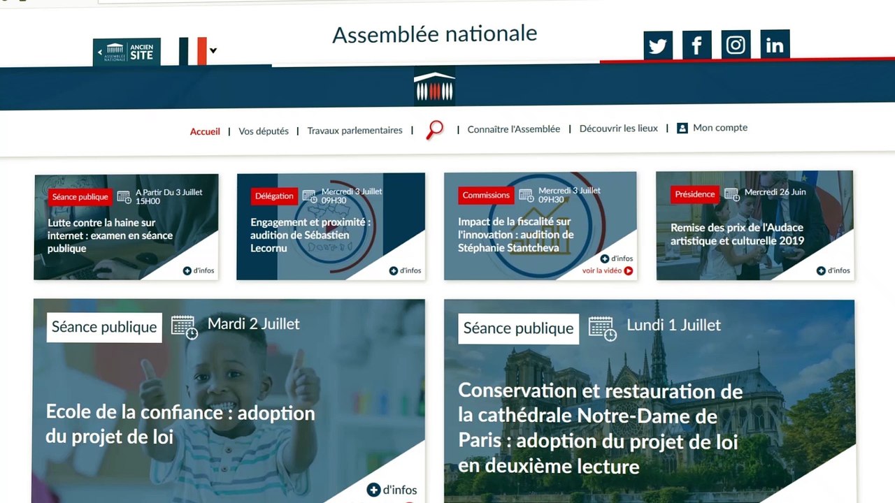 Tutoriel fonctionnalités "mon compte" du site de l'Assemblée nationale pour les internautes - Jeudi 18 juillet 2019