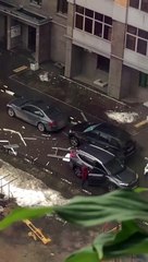 Window Frame Falls From Eighth Floor