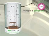 Cabine de douche à recyclage-économies d'eau. Ecologie.