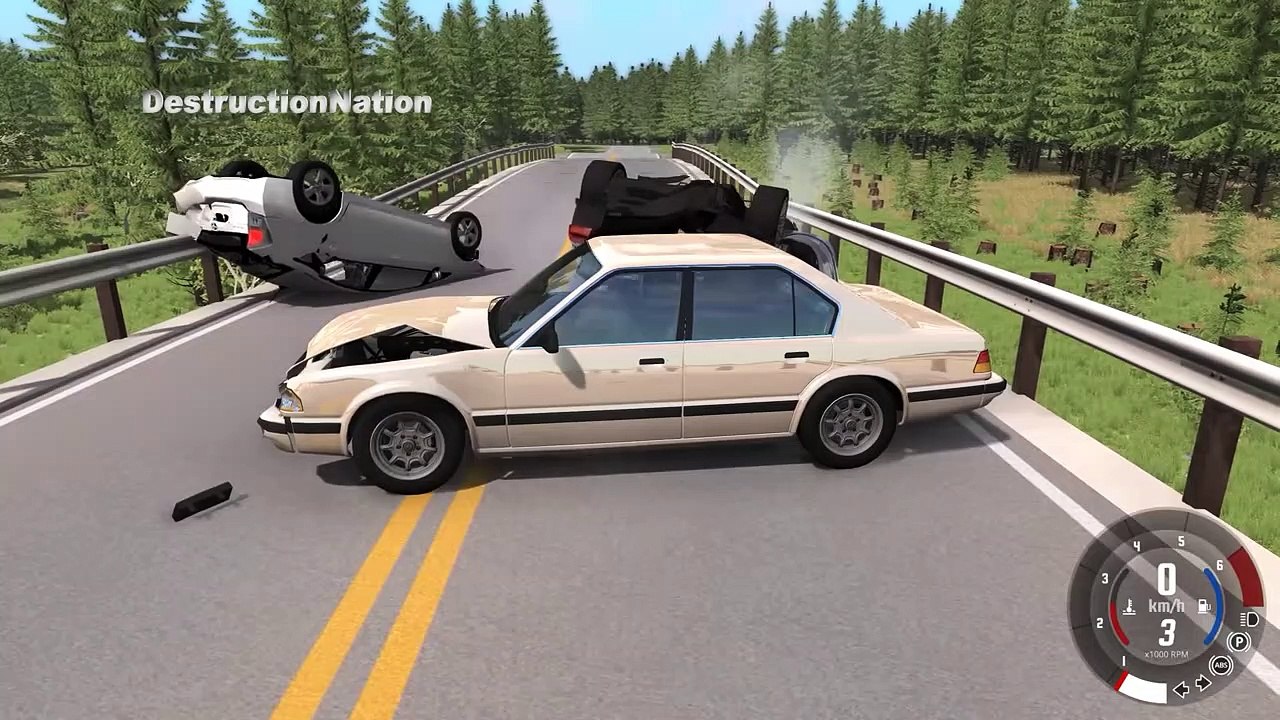 Collapsing Bridge Pileup Crashes #11 - Beamng Drive Crash Testing
