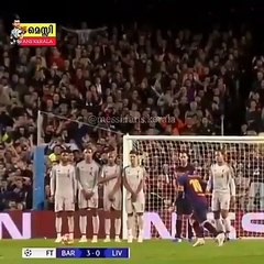 Messi free kick vs Liverpool Amazing video  slow motion
