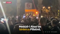 Mescid-i Aksa'da teravih namazının ardından İsrail protesto edildi