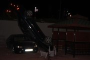 Kayseri'de bir garip kaza: Otoparka düşen otomobil dik durdu