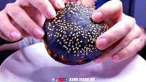 ONE BLACK BURGER | ASMR EATING SOUNDS (NO TALKING) MUKBANG