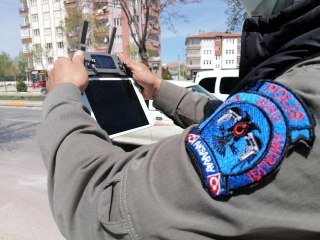 Aksaray'da hafta sonu kısıtlamasında drone ile genel denetim