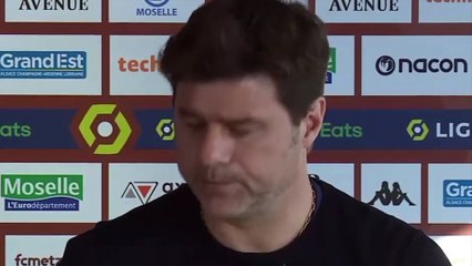 Football - Ligue 1 - Mauricio Pochettino en conférence de presse après Metz 1-3 PSG