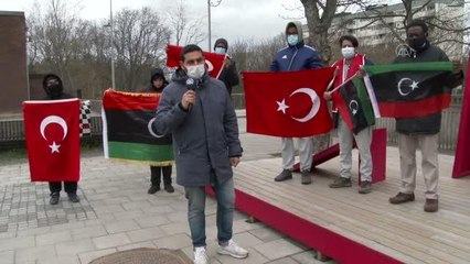 STOCKHOLM - İsveç'te yaşayan Libyalılardan Türkiye'ye teşekkür gösterisi