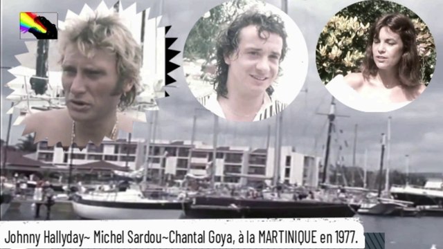 Johnny Hallyday, Michel Sardou, Chantal Goya, en Martinique, en 1977.