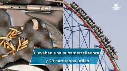 Detienen a menor y a una joven que intentaron entrar a Six Flags con subametralladora