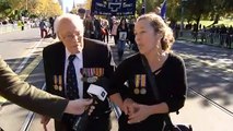 Anzac veterans march along St Kilda road