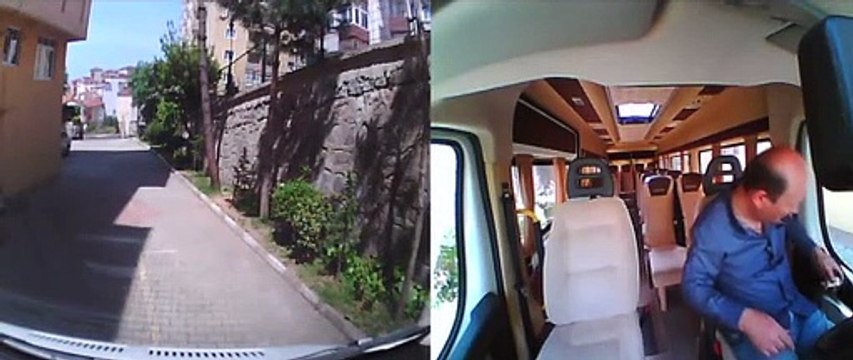 Freni boşalan minibüs duvarı yıktı