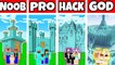 Minecraft_ FAMILY DIAMOND CASTLE BUILD CHALLENGE - NOOB vs PRO vs HACKER vs GOD in Minecraft