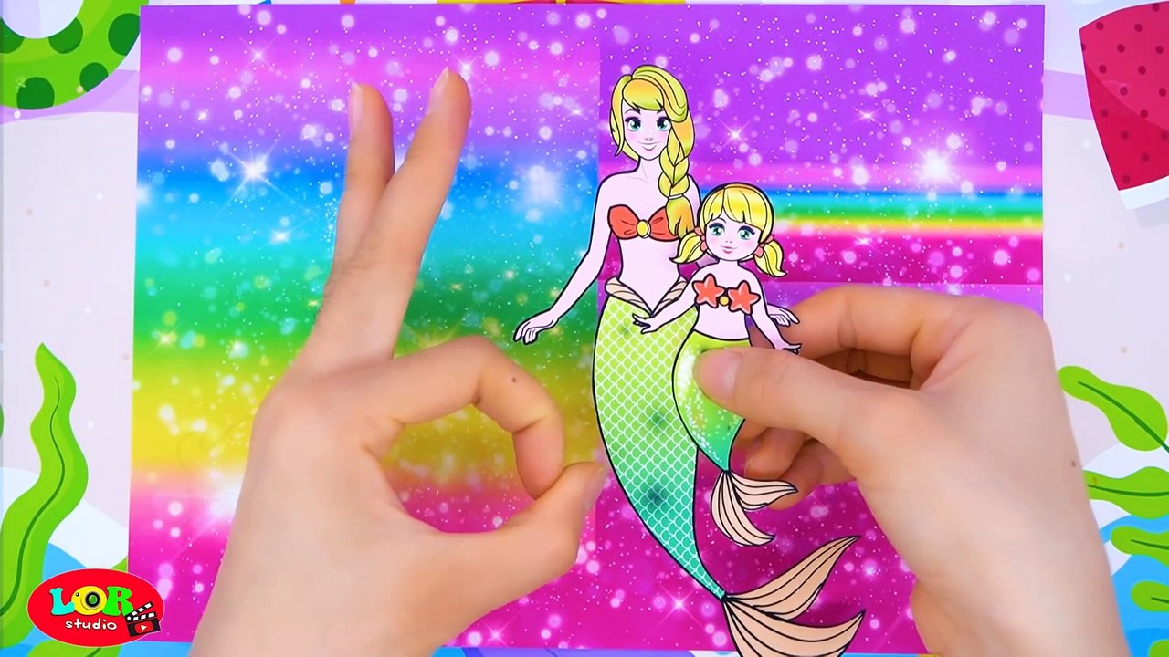 Paper Dolls Dress Up - Rapunzel Mermaid Rich and Poor Dress Handmade - Barbie Story & Crafts