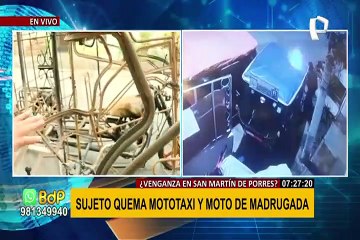 SMP: buscan identificar a sujeto que quemó mototaxi y moto